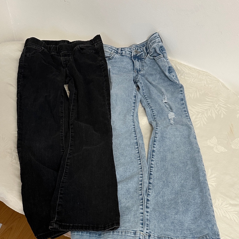 Women's Black and Light Blue Flare Jeans